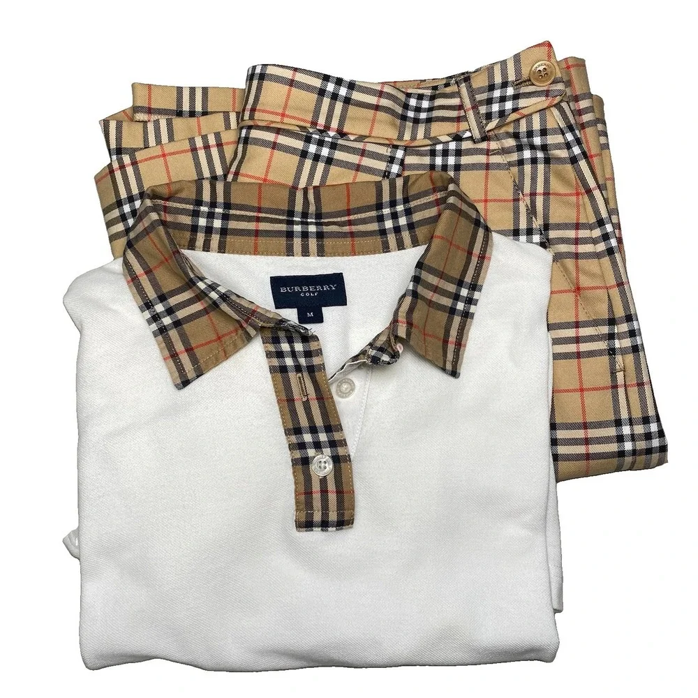 Y2K Burberry Golf Skirt Set 2 Piece M US 8 Nova Check Country Club
